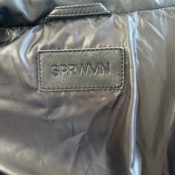 Sprwmn Leather Down Puffer Jacket Black Size Small - Picture 6 of 7